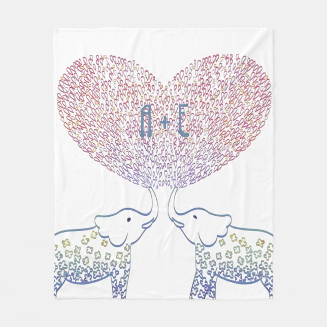 Couverture Polaire Douche W/ Tonnes d'amour adorable Eléphant personn (Devant)