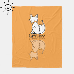 Couverture Polaire Doudou Renard Orange Réflexion Nom Personnalisé