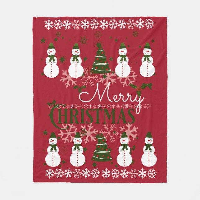 Couverture Polaire Doux de vacances moche Joyeux Noël (Devant)