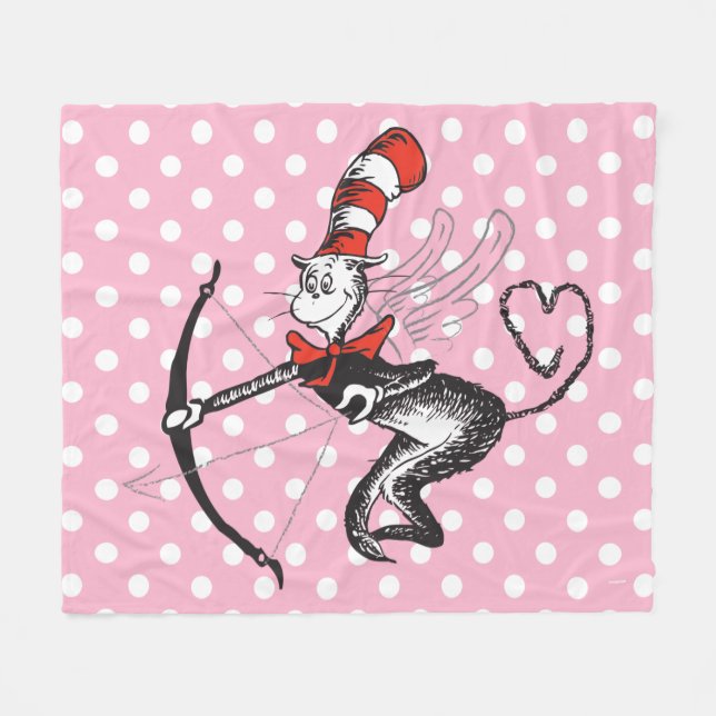 Couverture Polaire Dr. Seuss Valentine | Le Chat dans le Cupid Casque (Devant (Horizontal))