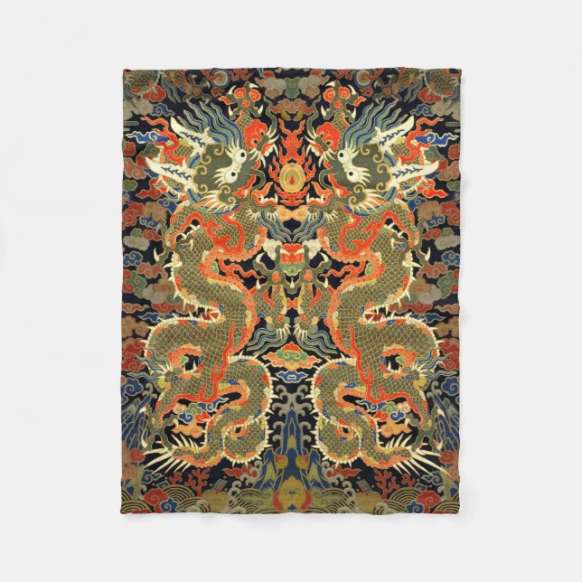 Couverture Polaire Dragon asiatique chinois Art coloré (Devant)