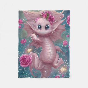 Couverture Polaire Dragon Bébé Rose