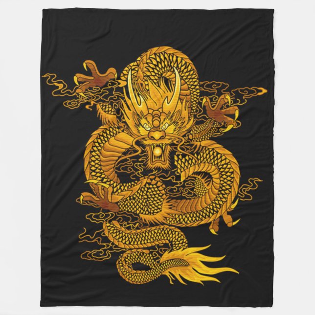Couverture Polaire Dragon chinois d'empereur d'or (Devant)