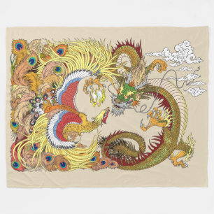 Couverture Polaire Dragon chinois et phoenix