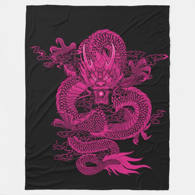 Couverture Polaire Dragon chinois rose d'empereur (Devant)