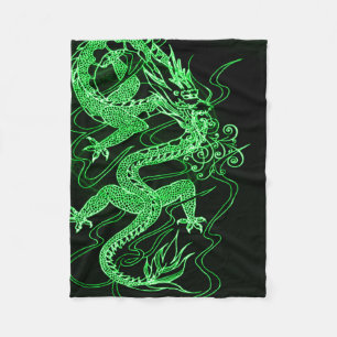 Couverture Polaire Dragon chinois vert