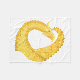 Couverture Polaire Dragon de coeur jaune sur blanc