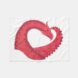 Couverture Polaire Dragon de coeur rouge en blanc