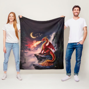 Couverture Polaire Dragon de Respiration de feu gardant trésor