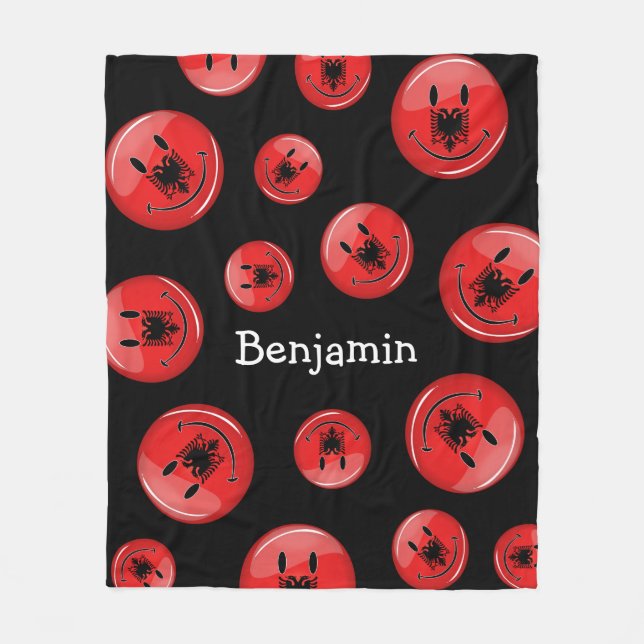 Couverture Polaire Drapeau albanais de sourire (Devant)