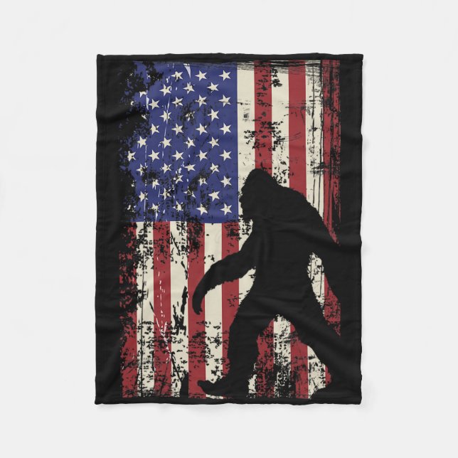 Couverture Polaire Drapeau américain de Bigfoot 4 juillet patriotique (Devant)