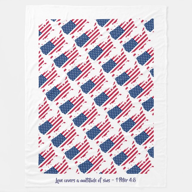 Couverture Polaire Drapeau américain de citation chrétienne personnal (Devant)