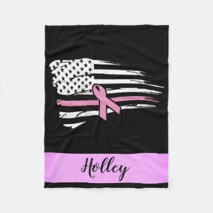 Couverture Polaire Drapeau américain de sensibilisation rose personna
