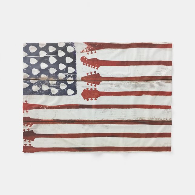 Couverture Polaire drapeau américain patriotique Guitar Musique couve (Devant (Horizontal))