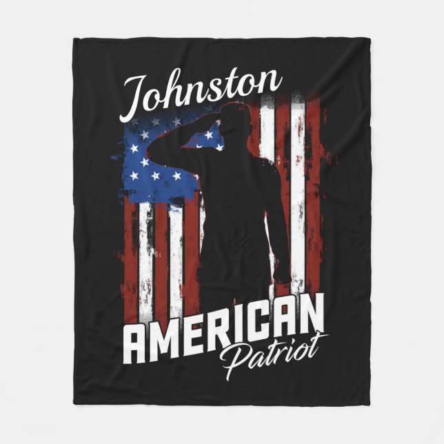 Couverture Polaire Drapeau américain personnalisé Patriot Soldier USA (Devant)