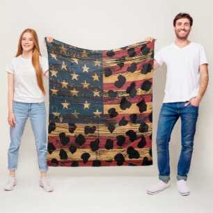 Couverture Polaire Drapeau américain rustique imprimé léopard (4)