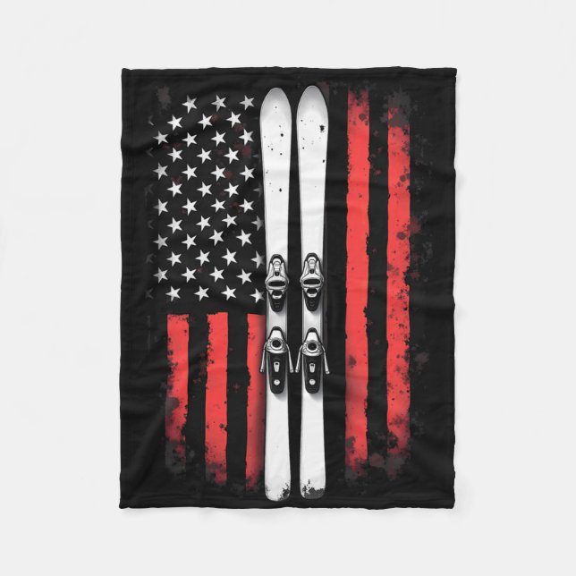 Couverture Polaire Drapeau américain Ski alpin (Devant)