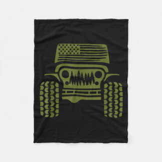 Couverture Polaire Drapeau américain tout-terrain forêt 4x4 aventure