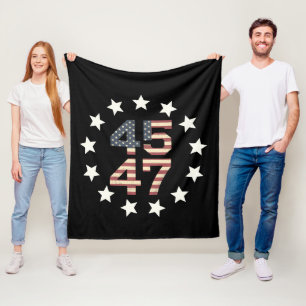 Couverture Polaire Drapeau américain vintage Trump 45 47 étoiles USA