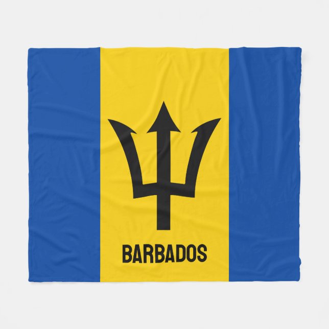 Couverture Polaire Drapeau Barbade (Devant (Horizontal))
