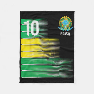 Couverture Polaire Drapeau Brésil Numéro 10 Brésil Football Hommes Fe