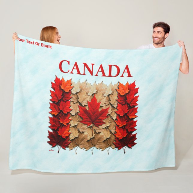 Couverture Polaire Drapeau canadien de la feuille d'érable d'automne (En situation)