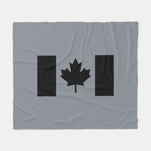 Couverture Polaire Drapeau canadien en graphisme noir (Devant (Horizontal))