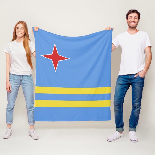 Couverture Polaire Drapeau d'Aruba (En situation)