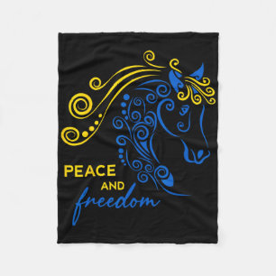 Couverture Polaire Drapeau de cheval ukrainien de paix et de liberté