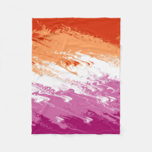 Couverture Polaire Drapeau de fierté lesbienne abstrait trippy ondulé