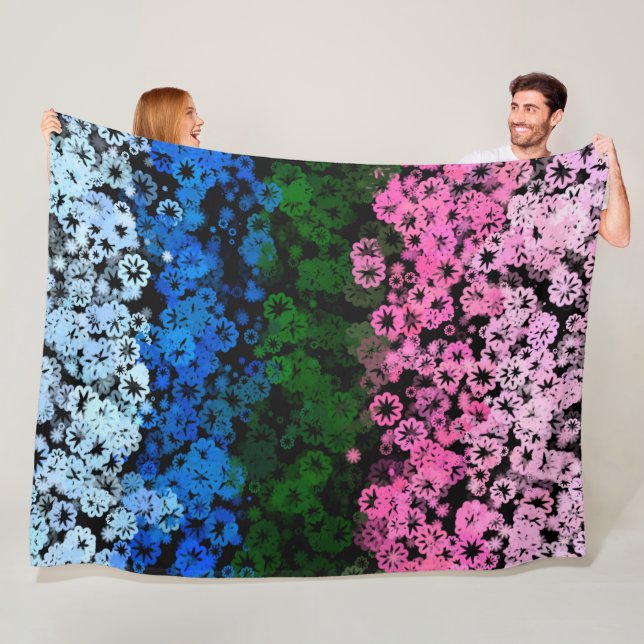 Couverture Polaire Drapeau de fierté Omniromantique Fleuris Mignon Ré (En situation)