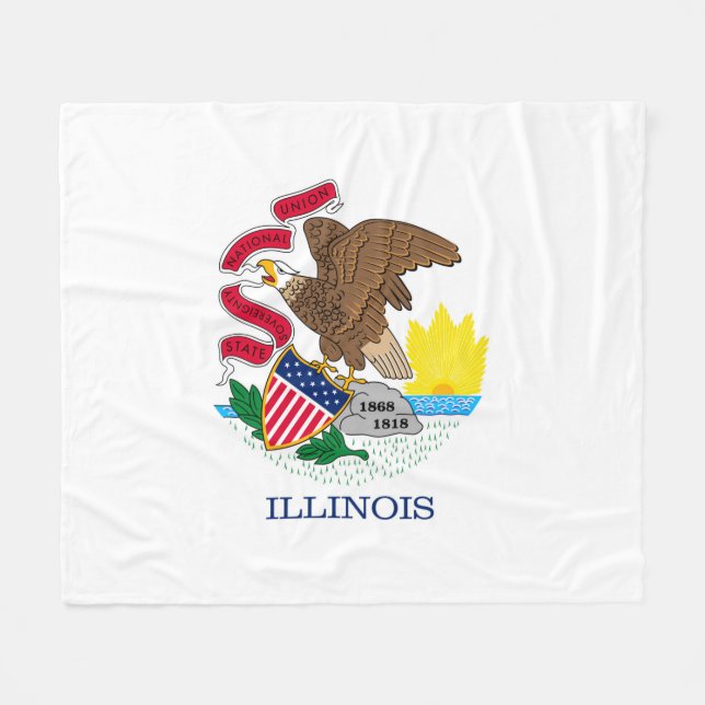 Couverture Polaire Drapeau de l'Illinois (Devant (Horizontal))