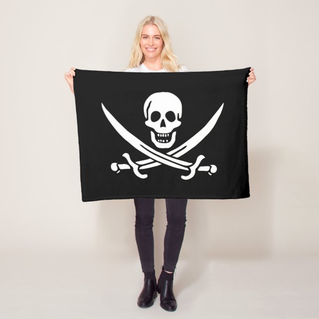 Couverture Polaire Drapeau de pirate Crâne croisé épées (En situation)