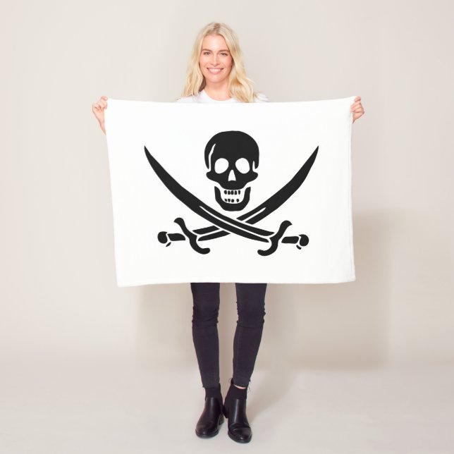 Couverture Polaire Drapeau de pirate Crâne croisé épées (En situation)
