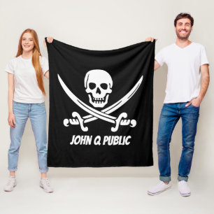 Couverture Polaire Drapeau de pirate de jolly roger avec le nom