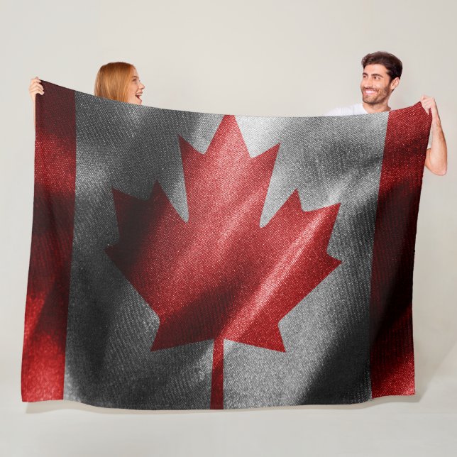 Couverture Polaire Drapeau de soie du Canada (En situation)