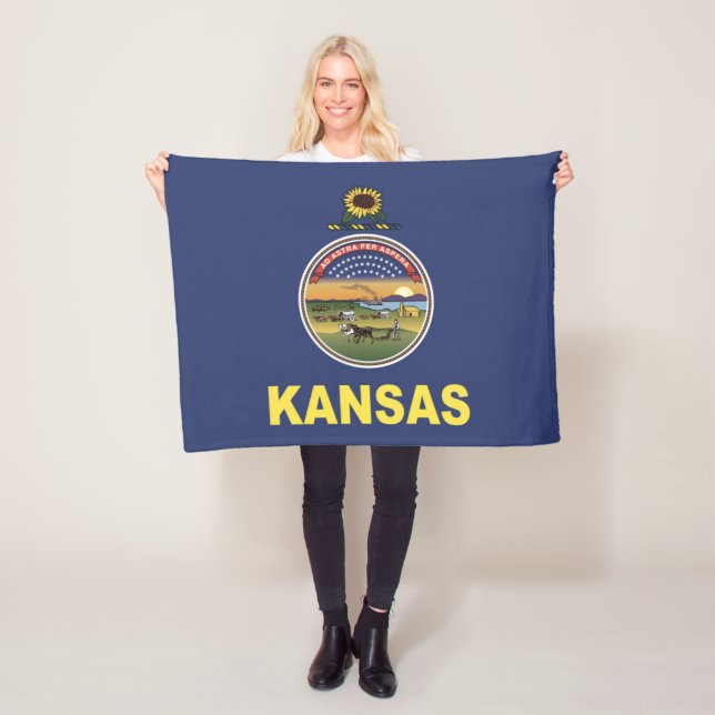 Couverture Polaire Drapeau d'État du Kansas, États-Unis (En situation)