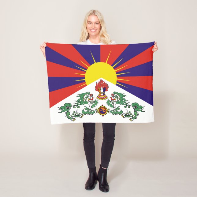 Couverture Polaire Drapeau du Tibet - Drapeau du lion des neiges (En situation)
