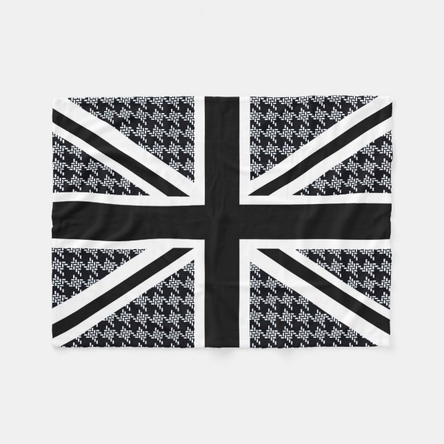 Couverture Polaire Drapeau d'Union Jack sur le pied-de-poule noir et (Devant (Horizontal))