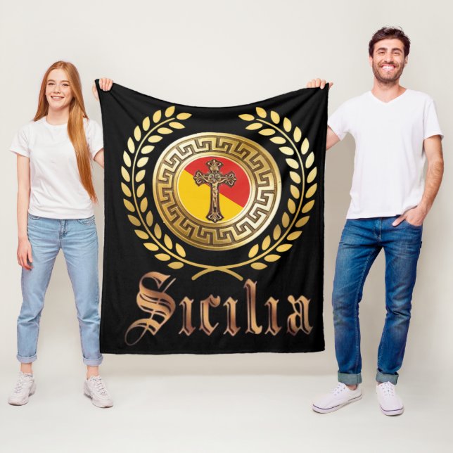 Couverture Polaire Drapeau et Crucifix en Sicile (En situation)