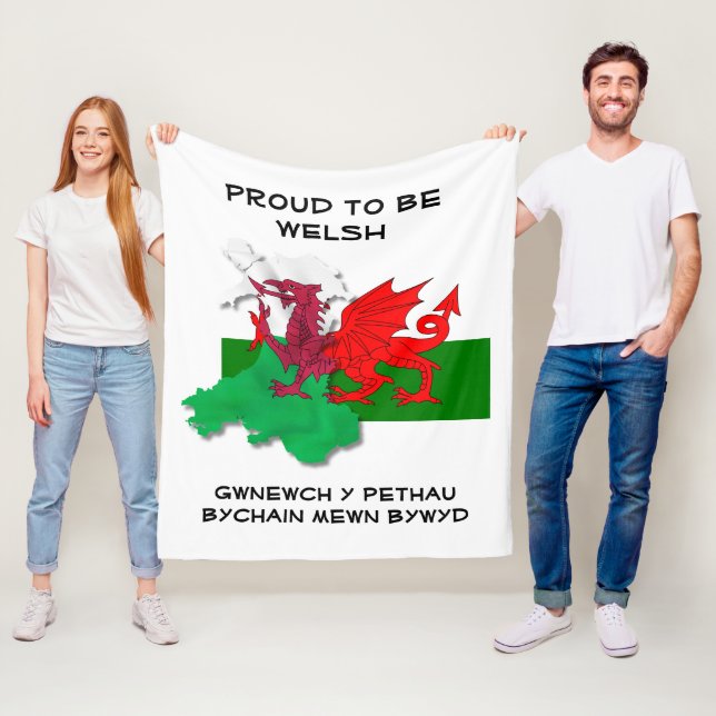 Couverture Polaire DRAPEAU gallois DE WALES Dragon rouge Citation St  (En situation)