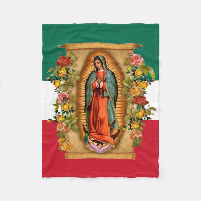 Couverture Polaire Drapeau mexicain de la dame espagnole de Guadalupe (Devant)
