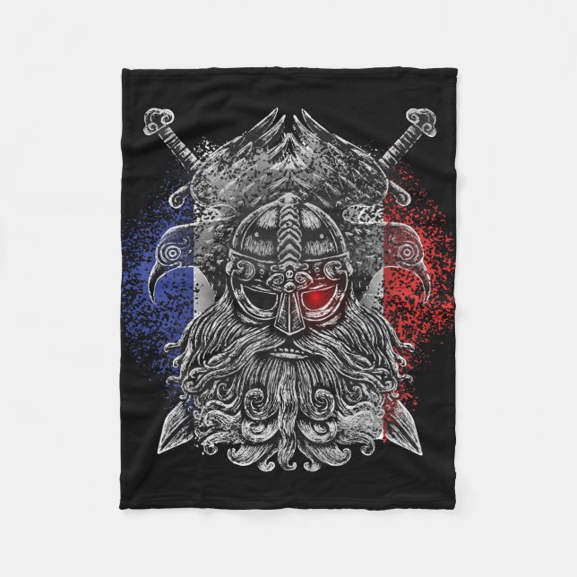 Couverture Polaire Drapeau Odin ravens épées Viking Mythologie (Devant)