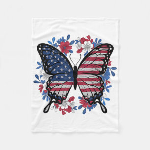 Couverture Polaire Drapeau papillon américain Patriotique 4 juillet