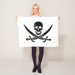 Couverture Polaire Drapeau pirate crâne épées croisées