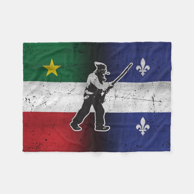 Couverture Polaire Drapeau Québec et Patriote Henri Julien érodé (Devant (Horizontal))
