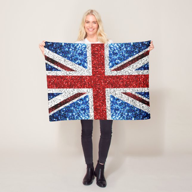 Couverture Polaire Drapeau rouge bleu blanc brillant parties scintill (En situation)
