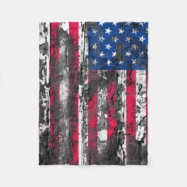 Couverture Polaire Drapeau rustique américain (Devant)