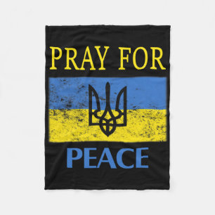 Couverture Polaire Drapeau ukrainien vintage Priez pour la paix Priez