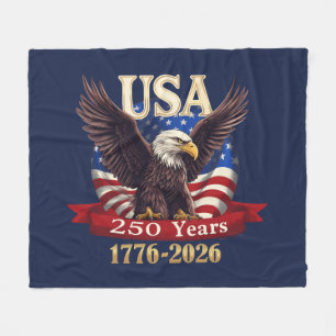 Couverture Polaire Drapeau USA 250e 1776-2026 aigle américain patriot